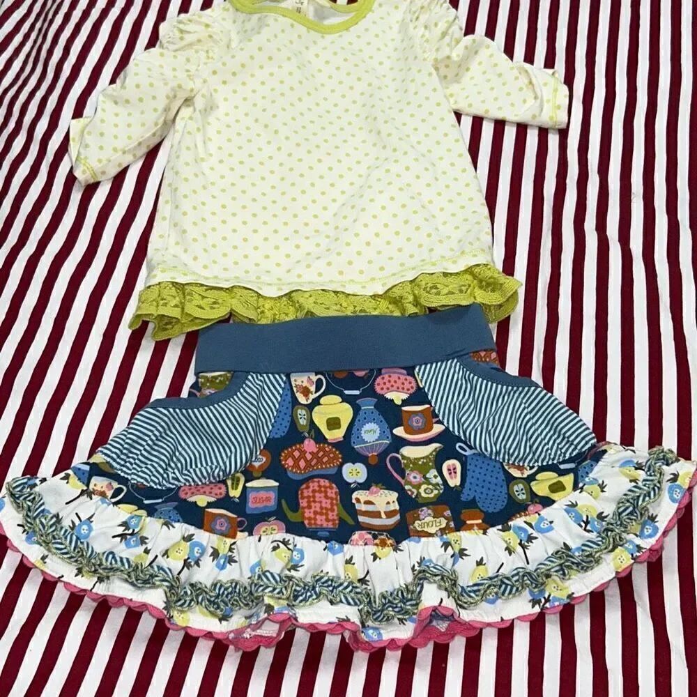 Matilda Jane rehearsal tee time skirt set sz 2